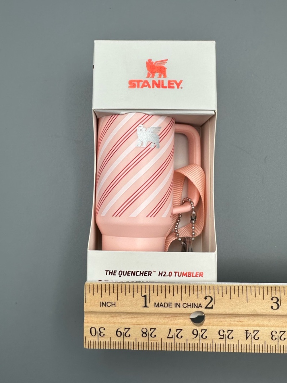 Mini Stanley Ornament Keychain Tumbler 2025 Holiday Target Candy Cane Stripe - Picture 3 of 11